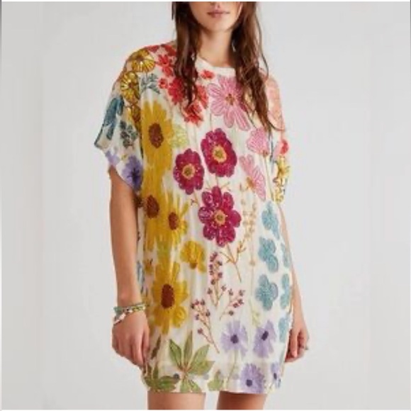 Free People Dresses & Skirts - Free People Jewel Multicolor Sequin Floral Mini Dress